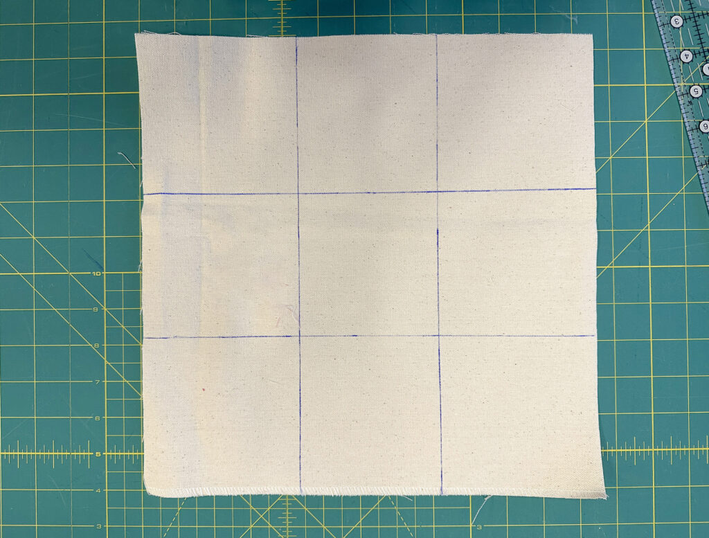 Completed cut lines on fabric square