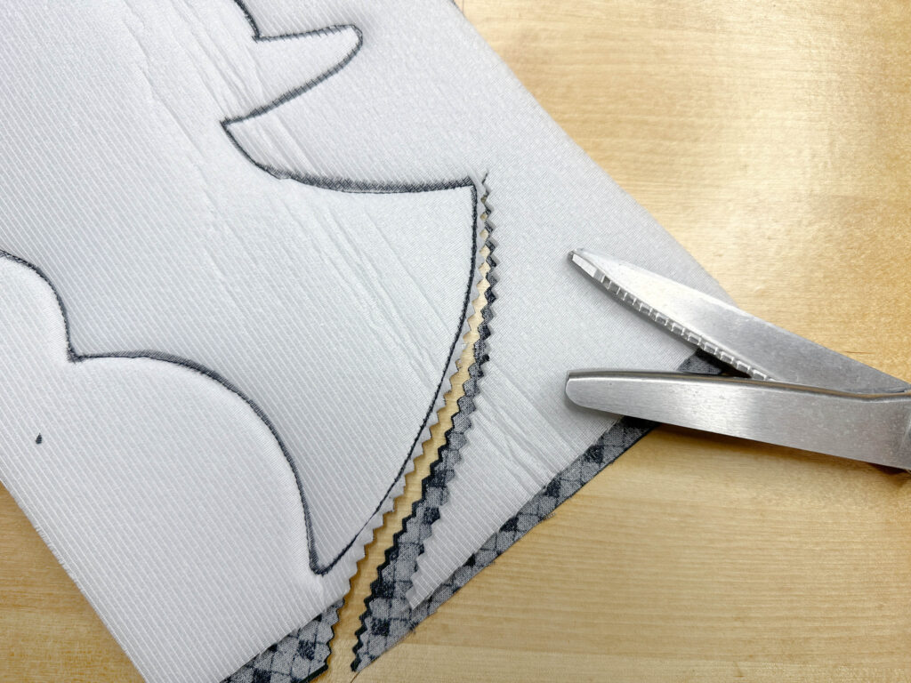 Trimming around sewn bat outline